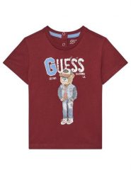 Guess T-Shirt N5YI22 K8HM4 Bordowy Regular Fit. Czerwone t-shirty dla chłopców Guess, z aplikacjami, z bawełny, bez ramiączek. Za 59.99 zł.