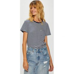 Levi's - Top. Brązowe topy damskie Levi's, z bawełny, z okrągłym kołnierzem, z krótkim rękawem. Za 119.90 zł.