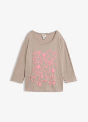 T-shirt oversize z mieszanki bawełny. Szare t-shirty damskie bonprix, bez wzorów, z bawełny, bez kołnierzyka. Za 84.99 zł.
