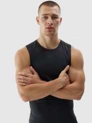 Чоловіча швидковисихаюча майка tank top для тренувань - чорний. T-shirty męskie 4f, s, bez wzorów, bez kołnierzyka. W wyprzedaży za 439.90 zł.