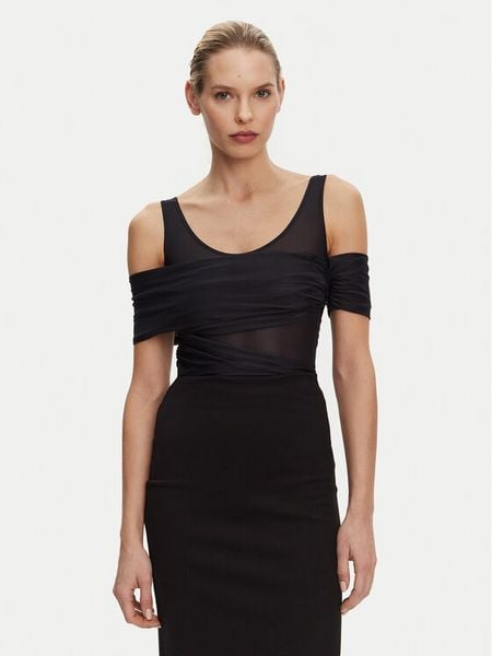 PINKO Body Bella 104832 A2H1 Czarny Regular Fit. Czarne bluzki damskie Pinko, l, bez wzorów, bez kołnierzyka, bez ramiączek. Za 859.99 zł.