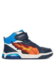 Geox Sneakersy J Inek J569CC 05411 C0693 DD Granatowy. Niebieskie buty sportowe chłopięce Geox, bez wzorów, ze skóry, bez zapięcia. Za 219.99 zł.