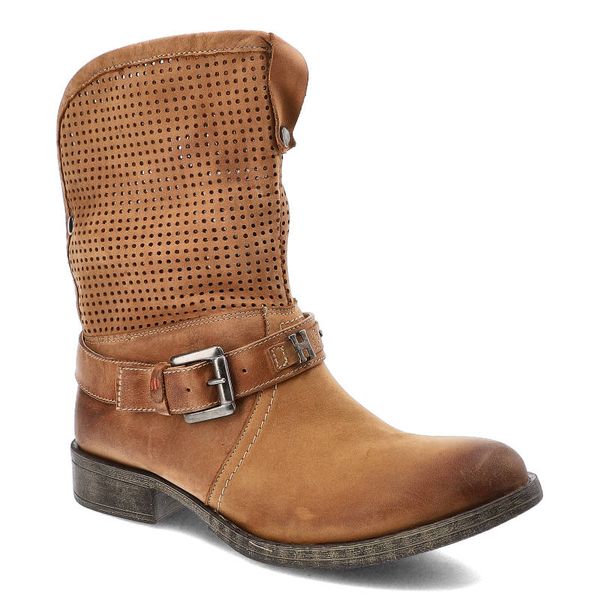 Brązowe Botki Carinii Skórzane Buty Damskie. Brązowe botki damskie Carinii, z jeansu, eleganckie, bez obcasa, bez zapięcia. Za 269.00 zł.