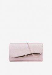 Różowa Brokatowa Torebka Kopertówka z Dodatkowym Łańcuszkiem Paselissa. Czerwone kopertówki damskie Renee, bez wzorów, eleganckie, bez dodatków. Za 59.99 zł.