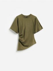 T-shirt z dodatkiem modalu - zielony. Zielone t-shirty damskie Reserved, l, bez wzorów, z dzianiny, bez kołnierzyka. Za 79.99 zł.