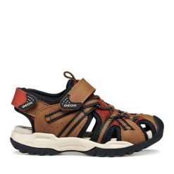 Sandały Geox. Brązowe sandały chłopięce Geox, bez zapięcia. Za 269.99 zł.