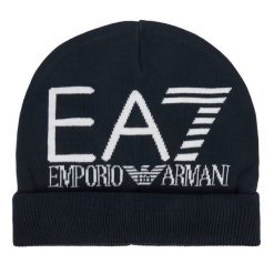 Czapka EA7 Emporio Armani. Niebieskie czapki i kapelusze męskie EA7 Emporio Armani, na zimę, bez wzorów. Za 149.99 zł.