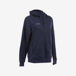 Bluza do hokeja na trawie damska Korok FH500. Czarne bluzy sportowe damskie KOROK, l, bez wzorów, z bawełny, z kapturem. Za 79.99 zł.