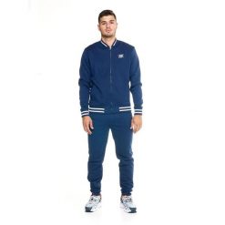 Bluza z bawełna z pełny zamek błyskawiczny na co dzień. Niebieskie bluzy sportowe męskie LEONE 1947 APPAREL, s, bez wzorów, z bawełny, bez kaptura, na fitness i siłownię. Za 252.56 zł.