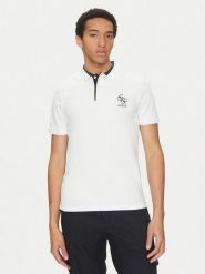 Guess Polo M5GP60 K7O64 Biały Slim Fit. Białe koszulki polo męskie Guess, m, z aplikacjami, z bawełny, bez ramiączek. Za 189.99 zł.