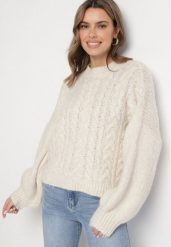 Jasnobeżowy Sweter z Wełną Zdobiony Warkoczowym Splotem Lakkaria. Brązowe swetry damskie Born2be, z aplikacjami, z jeansu, eleganckie, bez kołnierzyka, bez ramiączek, długie, bez kaptura. Za 159.99 zł.