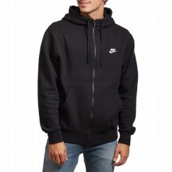 Bluza na co dzień męska NIKE SPORTSWEAR CLUB na zamek z kapturem. Czarne bluzy męskie Nike, m, bez wzorów, z kapturem. Za 189.00 zł.