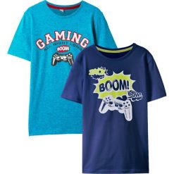 T-shirt z czystej bawełny organicznej (2 szt.). Niebieskie koszule dla chłopców bonprix, bez wzorów, z bawełny, bez kołnierzyka, bez ramiączek. Za 79.98 zł.
