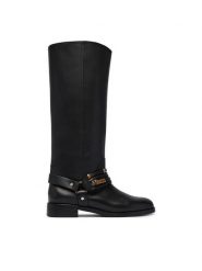 PINKO Oficerki Cheval 01 SD0583P001 Czarny. Czarne kozaki damskie Pinko, ze skóry, bez obcasa, na płaskiej podeszwie. Za 1,829.00 zł.