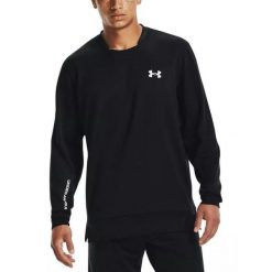 Bluza męska Under Armour Armour Terry Crew. Czarne bluzy męskie Under Armour, m, bez wzorów, ze splotem, bez kaptura, trekkingowe. Za 119.99 zł.