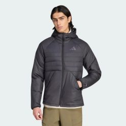 Ocieplana kurtka z kapturem Terrex Multi CLIMAWARM. Szare kurtki męskie Adidas, l, bez wzorów, z materiału, klasyczne, z kapturem. Za 599.00 zł.