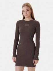 Tommy Jeans Sukienka codzienna Linear DW0DW21902 Brązowy Slim Fit. Brązowe sukienki damskie Tommy Jeans, na co dzień, xs, bez wzorów, z bawełny, bez kołnierzyka, bez ramiączek, proste. Za 289.99 zł.