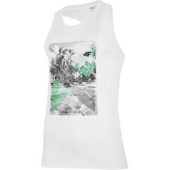 Koszulka bez rękawów męska TSM025 - biały. T-shirty męskie 4f. W wyprzedaży za 39.99 zł.