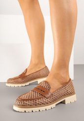 Brązowe Mokasyny Ozdobione Ażurową Cholewką Uliorela. Brązowe mokasyny damskie Born2be, z jeansu, eleganckie. Za 109.99 zł.