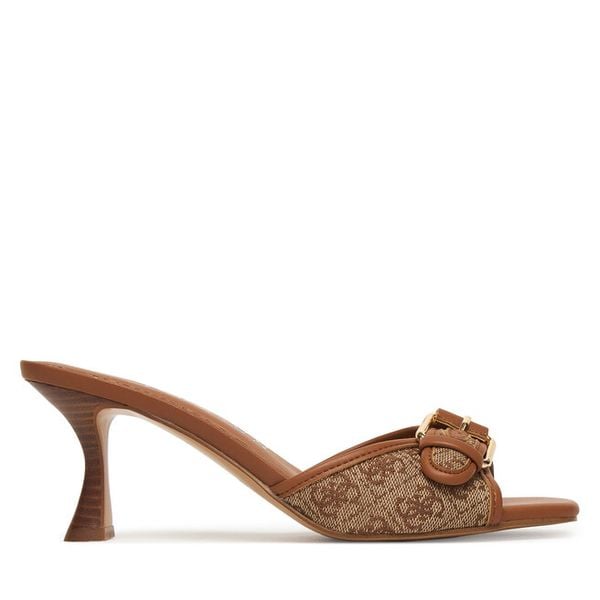 Klapki Guess. Brązowe klapki damskie Guess, z aplikacjami, bez obcasa. Za 319.99 zł.