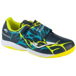 Buty halowe - halówki chłopięce, Super Copa Jr 25 SCJS INV. Niebieskie buty sportowe chłopięce Joma, bez wzorów, bez zapięcia, do piłki nożnej. Za 129.99 zł.
