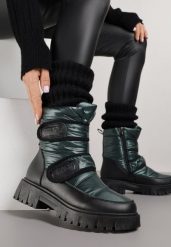 Ciemnozielone Śniegowce na Rzepy i Grubej Podeszwie Cashel. Zielone śniegowce i trapery damskie Renee. Za 119.99 zł.