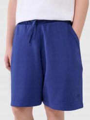 SPODENKI CHŁOPIĘCE 4F SZORTY DRESOWE NIEBIESKIE. Niebieskie szorty dla chłopców 4f, bez wzorów, z dresówki, sportowe. Za 49.99 zł.