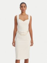 Fracomina Sukienka koktajlowa FR26SD2017W42901 Écru Slim Fit. Sukienki damskie Fracomina, m, bez wzorów, z syntetyku, wizytowe, bez kołnierzyka, bez ramiączek. Za 699.99 zł.