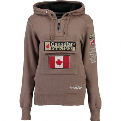 Bluza "Gyrelle" w kolorze szarobrązowym. Brązowe bluzy damskie Canadian Peak, z aplikacjami, prążkowane. W wyprzedaży za 136.95 zł.