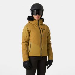 Damska kurtka narciarska Helly Hansen Valdisere 2.0. Brązowe kurtki snowboardowe damskie Helly Hansen, l, bez wzorów, z futra, bez kaptura, narciarskie, primaloft. Za 1,403.65 zł.