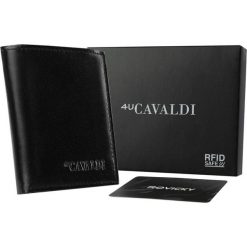 Portfel skórzany Cavaldi czarny 0800-BS-RFID BLACK. Czarne portfele męskie 4U Cavaldi, bez wzorów, ze skóry. Za 46.00 zł.