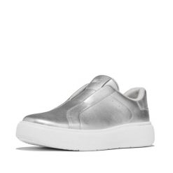 Damskie skórzane trampki bez sznurowadeł FitFlop Rtg. Szare trampki i tenisówki damskie FIT FLOP, bez wzorów, z materiału, eleganckie, bez zapięcia. Za 534.50 zł.
