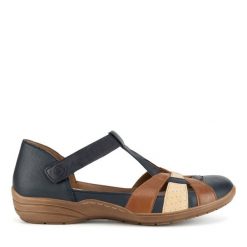 Półbuty Remonte. Niebieskie półbuty damskie Remonte, bez wzorów, bez obcasa, na płaskiej podeszwie, bez zapięcia. Za 369.99 zł.