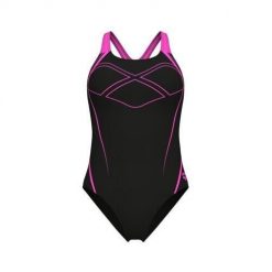 Damski kostium kąpielowy 1-częściowy Arena Graphic Pro. Czarne kostiumy jednoczęściowe damskie Arena, xl, bez wzorów, z materiału, eleganckie, na fitness i siłownię. Za 253.50 zł.