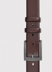 PAKO LORENTE - Ciemnobrązowy skórzany pasek męski. Paski damskie Pako Lorente, bez wzorów, ze skóry. Za 149.99 zł.