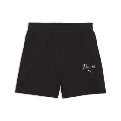 Damskie szorty Essentials Script 5" z wysokim stanem PUMA. Czarne szorty sportowe damskie Puma, bez wzorów, eleganckie, z podwyższonym stanem, do biegania. Za 149.00 zł.