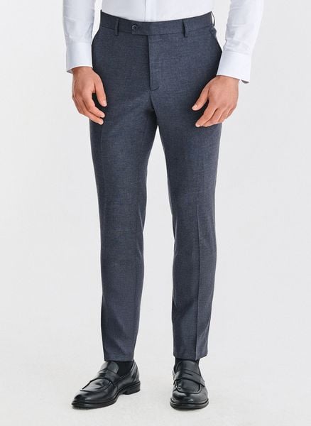 PAKO LORENTE – Granatowe spodnie garniturowe. Eleganckie spodnie męskie Pako Lorente, m, bez wzorów, z elastanu. Za 599.99 zł.