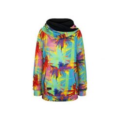 Wakacyjna bluza kangurka, niebanalny print w palmy, duży kaptur. Bluzy damskie marki Ekoszale. Za 170.00 zł.