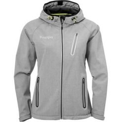 Kurtka damska Kempa Core 2.0 Softshell Caution. Szare kurtki sportowe damskie Kempa, l, bez wzorów, z materiału, z kapturem, na fitness i siłownię. Za 207.05 zł.