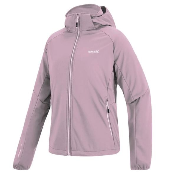 Damska wiatroodporna kurtka typu softshell z kapturem Bourda. Zielone kurtki damskie Regatta, m, bez wzorów, z materiału, z kapturem. Za 189.99 zł.