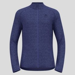 Bluza męska Odlo TENCIA Mid layer full zip. Niebieskie bluzy męskie Odlo, l, bez wzorów, z materiału, bez kaptura. Za 449.99 zł.