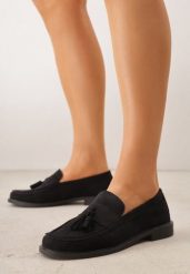 Czarne Mokasyny VICES ze Skórzaną Wkładką i Frędzlami Leuconisse. Czarne mokasyny damskie Born2be, z jeansu, eleganckie. Za 89.99 zł.