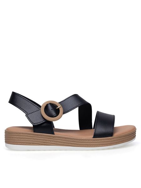 Lasocki Sandały WFA2719-3Z Czarny. Czarne sandały damskie Lasocki, bez wzorów, ze skóry, bez obcasa, na płaskiej podeszwie, bez zapięcia. Za 99.99 zł.