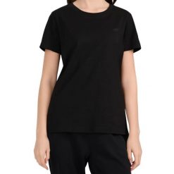 Koszulka damska 4F - krótki rękaw, dopasowany krój, miękki jersey. Czarne t-shirty damskie 4f, s, bez wzorów, z bawełny, klasyczne, bez kołnierzyka. Za 38.99 zł.