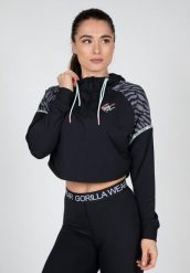 Zion Cropped Bluza z kapturem - Czarny. Czarne bluzy damskie GORILLA WEAR, m, bez wzorów, z elastanu, z kapturem. Za 287.85 zł.