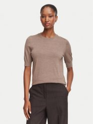 BOSS Sweter Farbella 50544996 Brązowy Slim Fit. Brązowe swetry damskie Boss, s, bez wzorów, z wełny, bez kołnierzyka, bez ramiączek, bez kaptura. Za 679.99 zł.