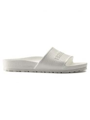 Klapki damskie Birkenstock Barbados. Białe klapki damskie Birkenstock, bez wzorów, z materiału, sportowe, bez obcasa. Za 149.00 zł.