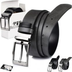 Beltimore Beltimore pasek męski skórzany dwustronny czarno-szary W11. Czarne paski damskie Beltimore, bez wzorów. Za 59.99 zł.