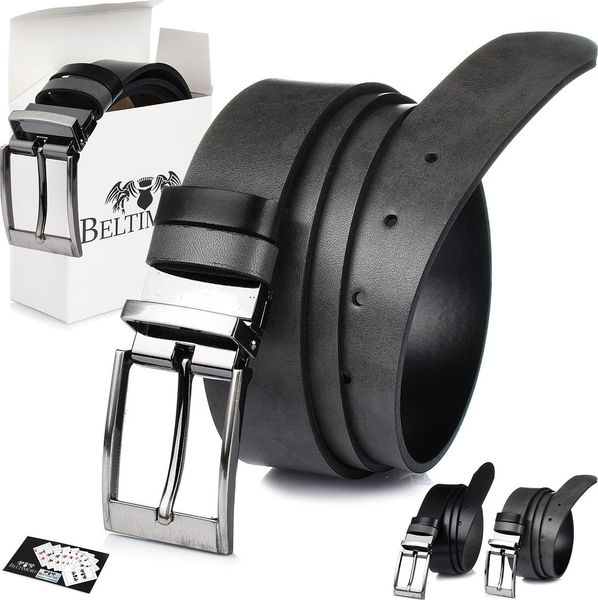 Beltimore Beltimore pasek męski skórzany dwustronny czarno-szary W11. Czarne paski damskie Beltimore, bez wzorów. Za 59.99 zł.
