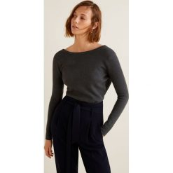 Mango - Sweter Crossed. Czarne swetry damskie Mango, z dzianiny, z dekoltem w łódkę. Za 99.90 zł.
